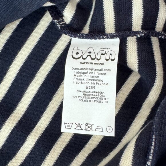 ATELIER BARN - NAVY SWEATER - 60% ANGORA - NAVY/CREME - MADE IN FRANCE - XS -NWT - Picture 5 of 5